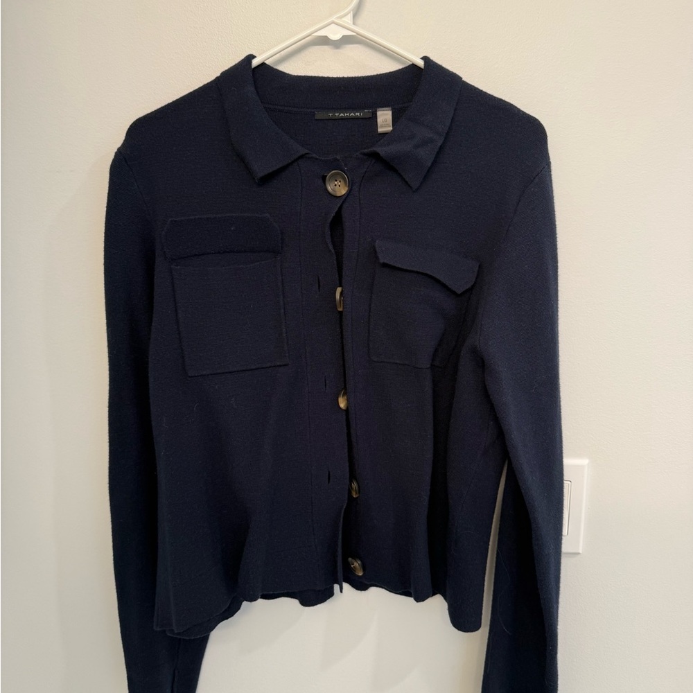 T Tahari Midnight Blue Knit Cardigan